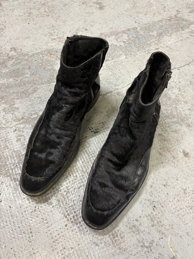 AW2011 Emporio Armani Black Pony Hair Leather Boots pfBorgj 2