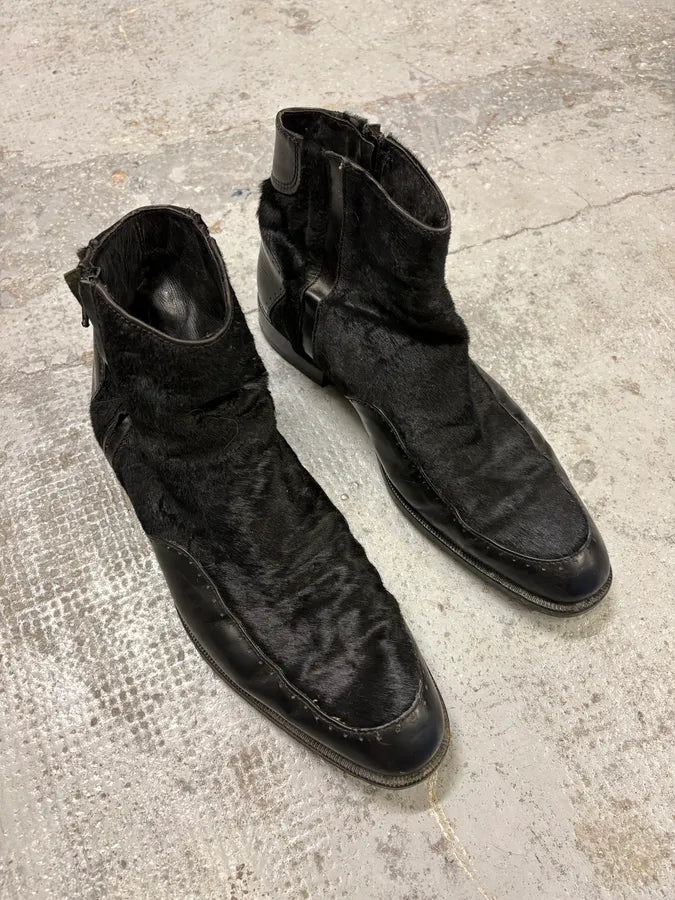 AW2011 Emporio Armani Black Pony Hair Leather Boots pfBorgj 3