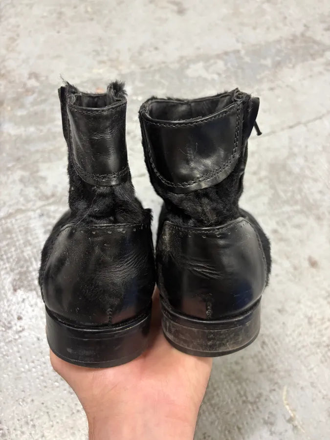 AW2011 Emporio Armani Black Pony Hair Leather Boots pfBorgj 6