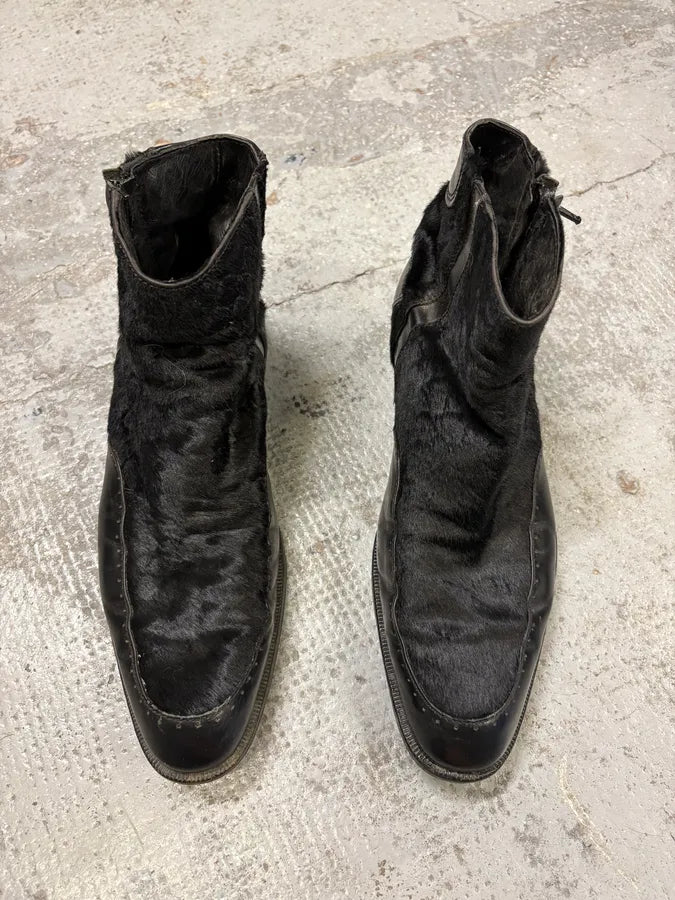 AW2011 Emporio Armani Black Pony Hair Leather Boots pfBorgj 1