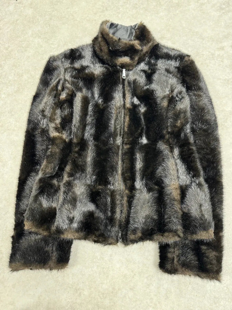 AW2011 Emporio Armani Brown Faux Fur Cozy Jacket gMhFXUq 3
