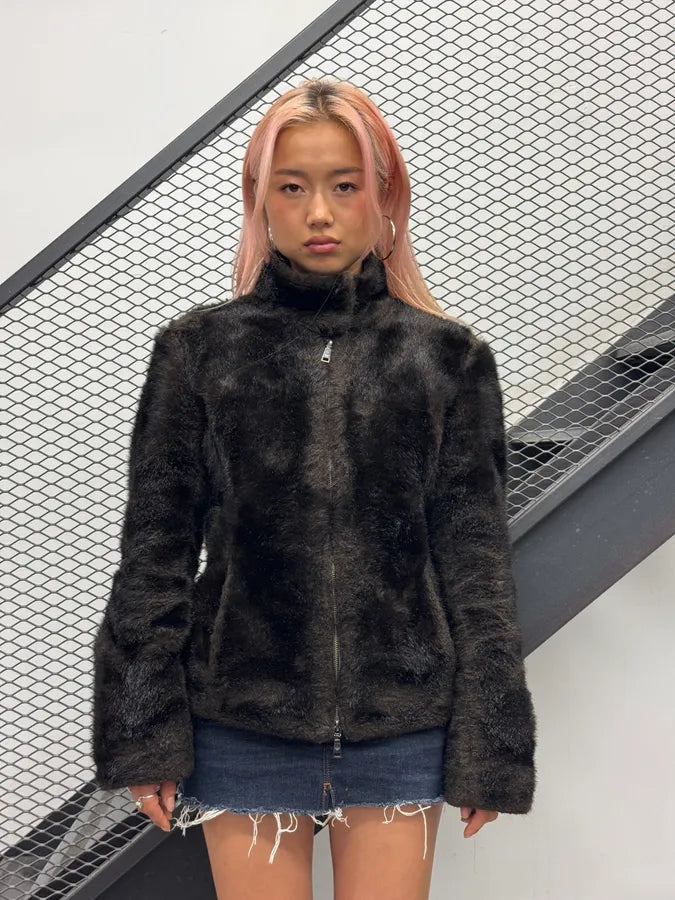 AW2011 Emporio Armani Brown Faux Fur Cozy Jacket TItfKHL 0
