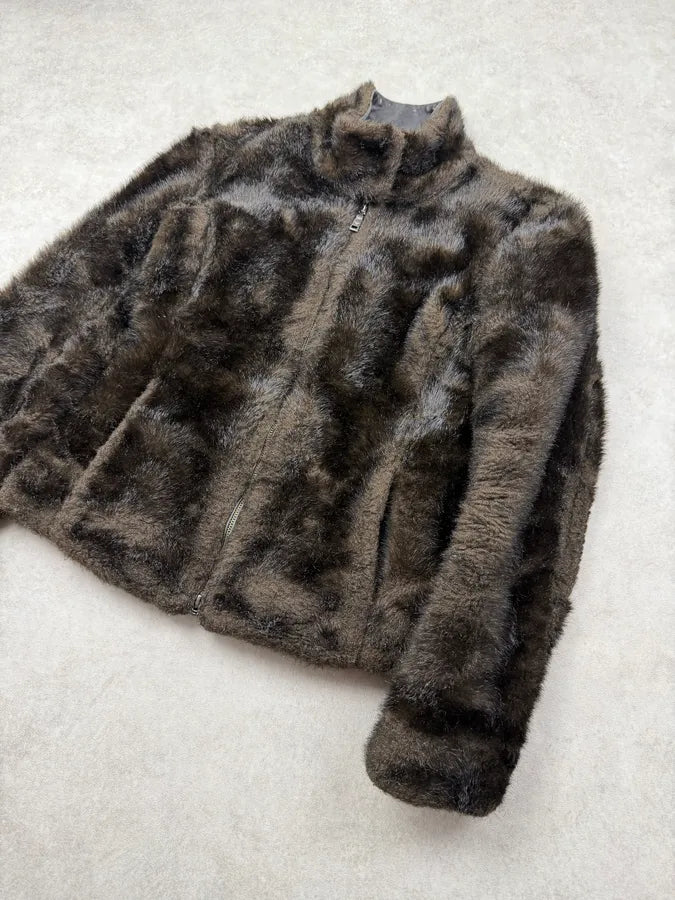 AW2011 Emporio Armani Brown Faux Fur Cozy Jacket TItfKHL 4