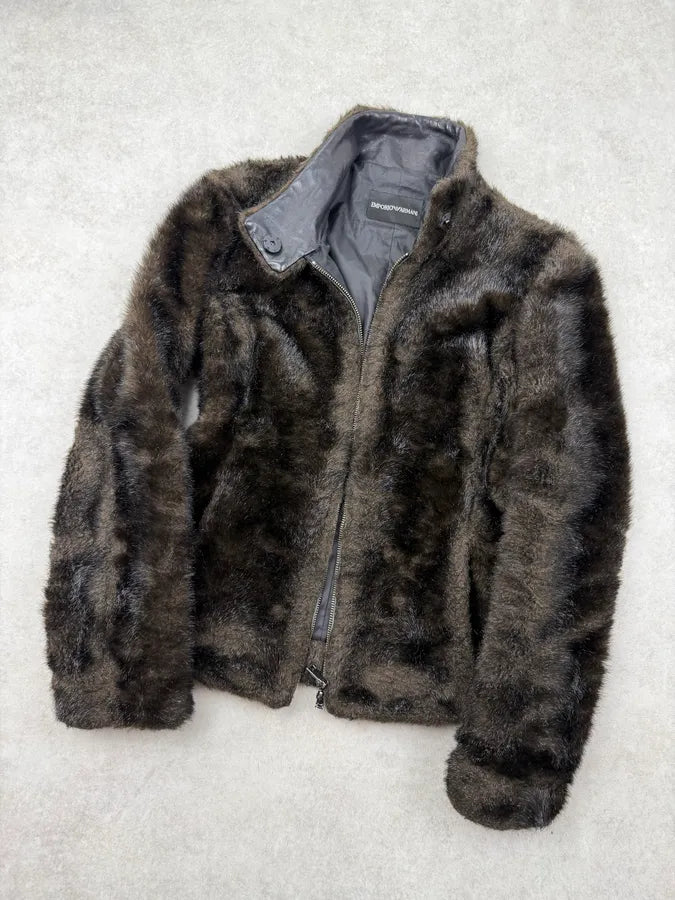 AW2011 Emporio Armani Brown Faux Fur Cozy Jacket TItfKHL 5