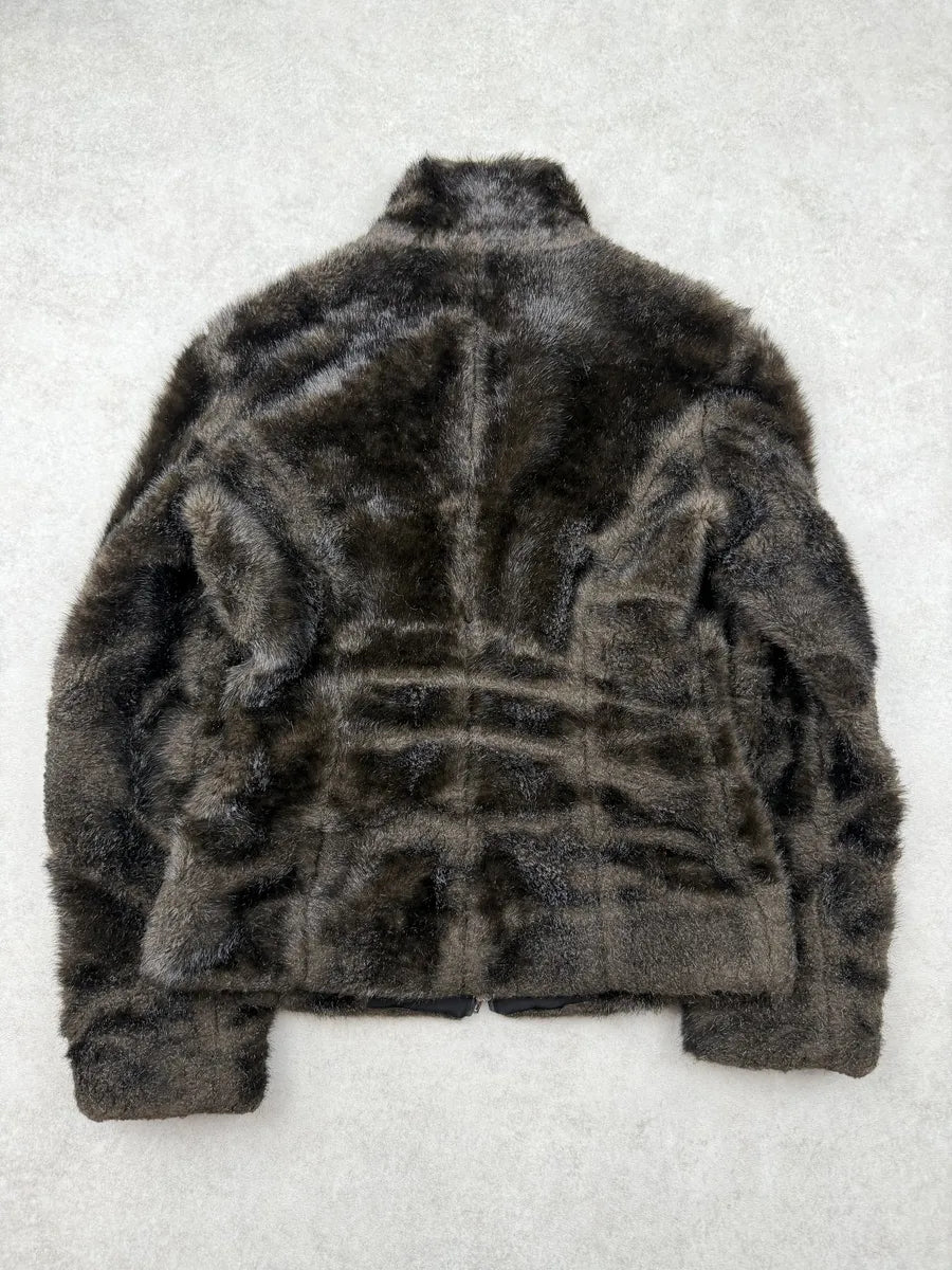 AW2011 Emporio Armani Brown Faux Fur Jacket kQsWGih 12