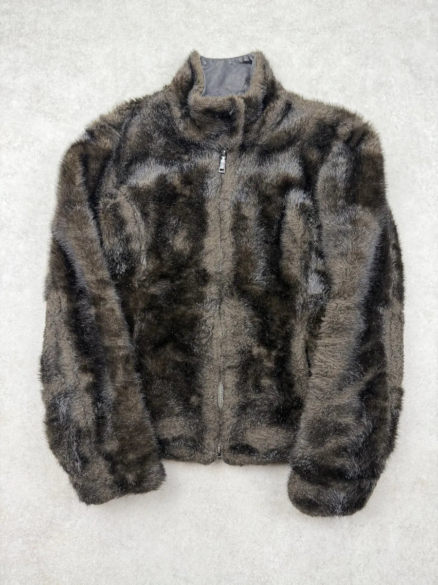AW2011 Emporio Armani Brown Faux Fur Jacket kQsWGih 2