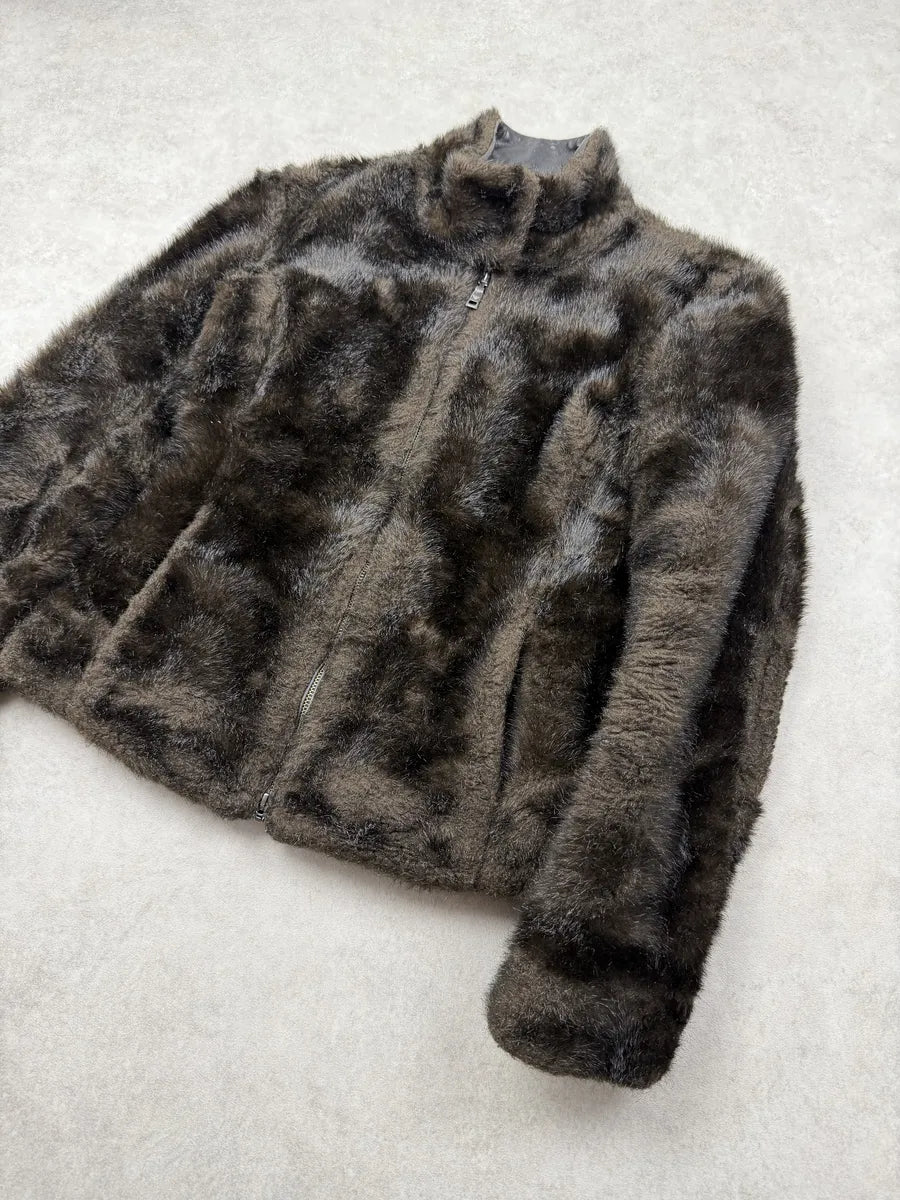 AW2011 Emporio Armani Brown Faux Fur Jacket kQsWGih 3