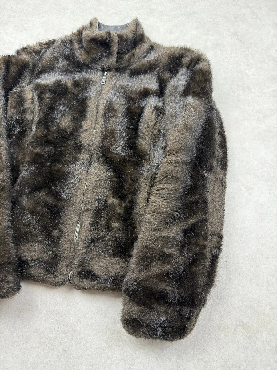 AW2011 Emporio Armani Brown Faux Fur Jacket kQsWGih 4