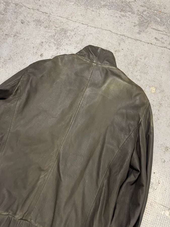 AW2011 Emporio Armani Buttoned Premium Black Leather Jacket RywvoPC 4