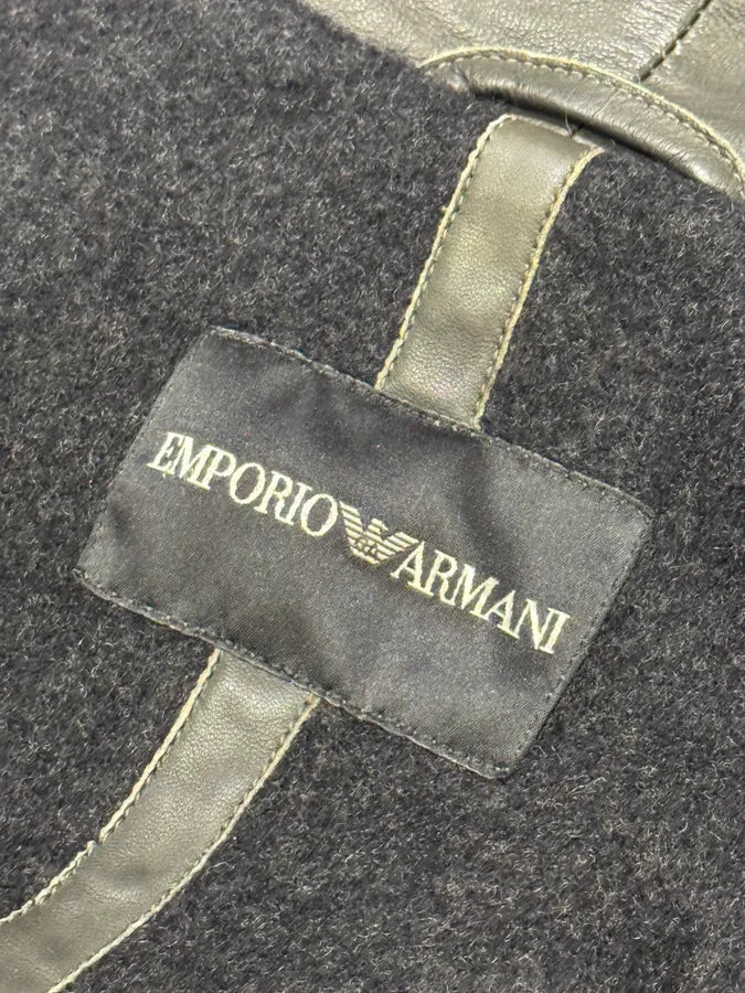 AW2011 Emporio Armani Buttoned Premium Black Leather Jacket RywvoPC 6