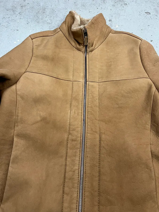 AW2011 Emporio Armani Camel Shearling Mutton Leather Jacket tppiwCr 10