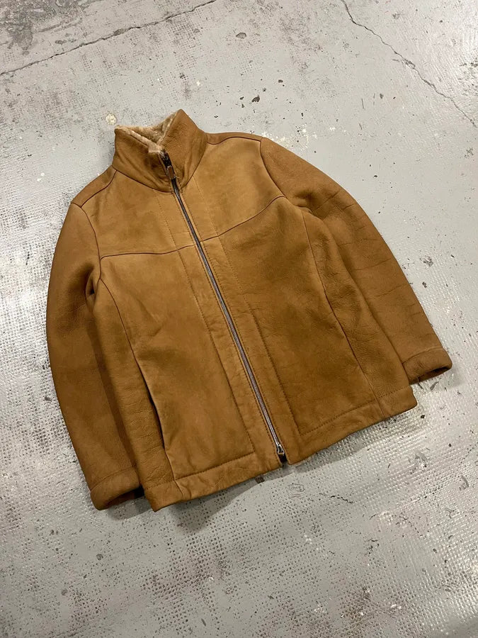 AW2011 Emporio Armani Camel Shearling Mutton Leather Jacket tppiwCr 3