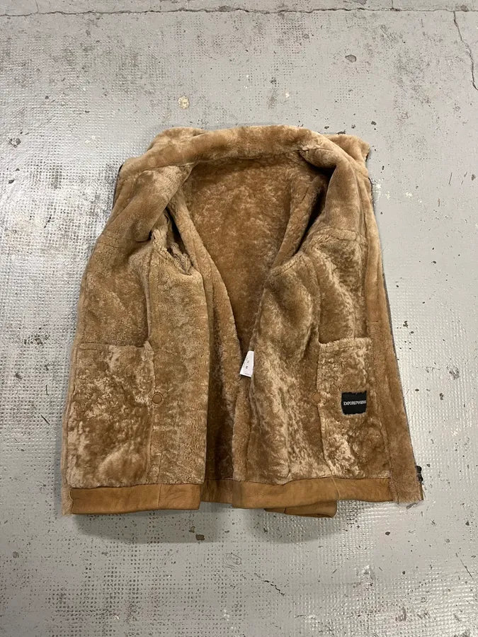 AW2011 Emporio Armani Camel Shearling Mutton Leather Jacket tppiwCr 7