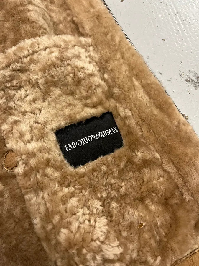 AW2011 Emporio Armani Camel Shearling Mutton Leather Jacket tppiwCr 8