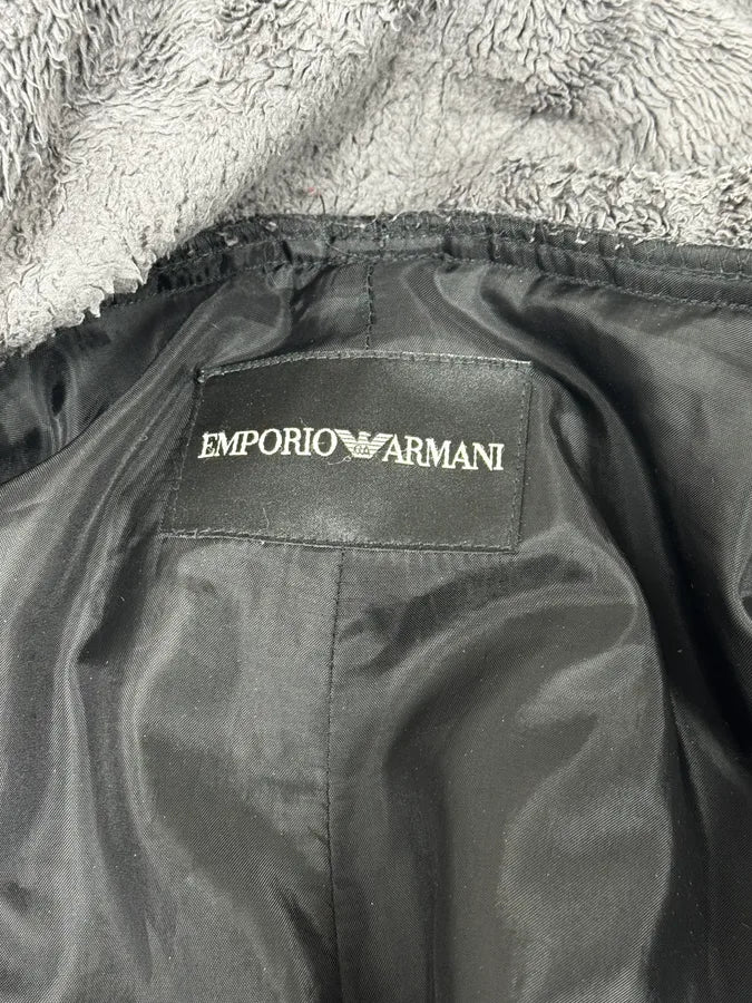 AW2011 Emporio Armani Hooded Faded Black Leather Jacket YOJxkGx 12