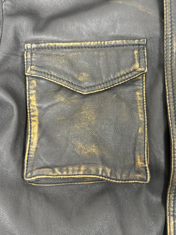 AW2011 Emporio Armani Hooded Faded Black Leather Jacket YOJxkGx 10