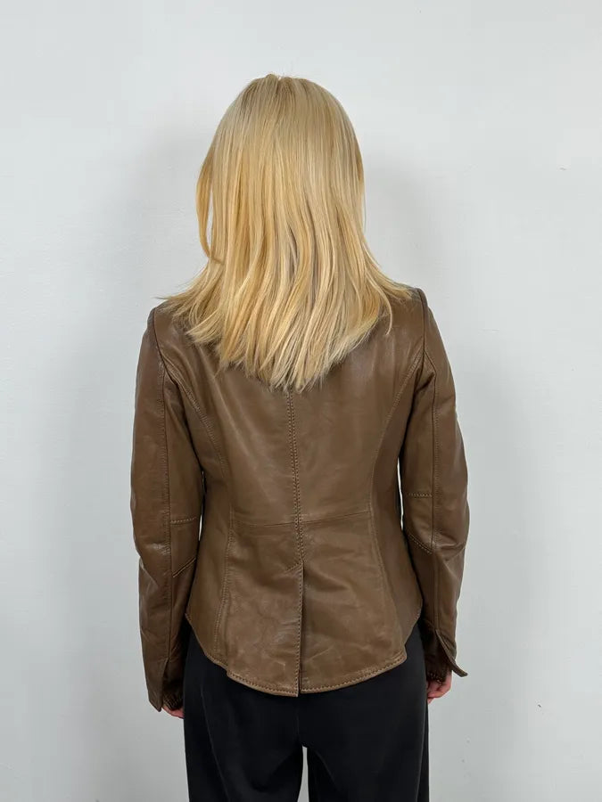 AW2011 Emporio Armani Napoleon Brown Leather Jacket UWNtBSB 3