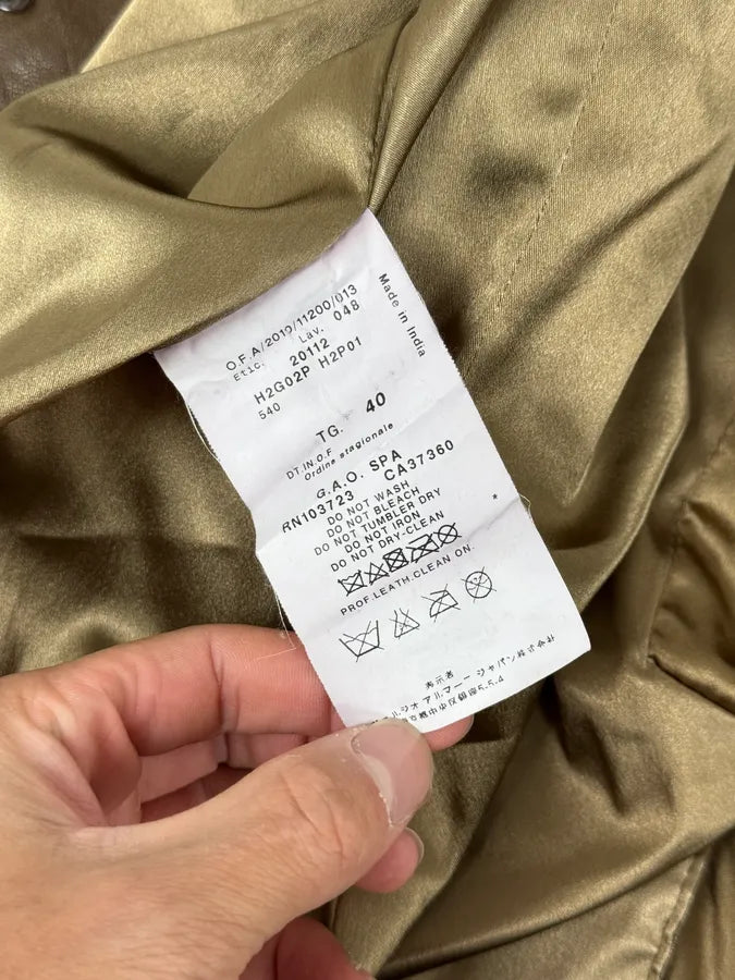 AW2011 Emporio Armani Napoleon Brown Leather Jacket UWNtBSB 6