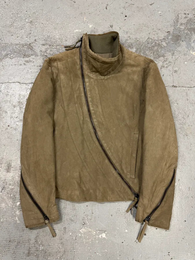 AW2011 Emporio Armani Samurai Asymmetrical Zip Brut Beige Jacket (L/XL) YslEZwL 0