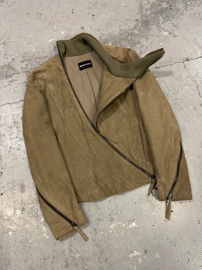 AW2011 Emporio Armani Samurai Asymmetrical Zip Brut Beige Jacket (L/XL) YslEZwL 1