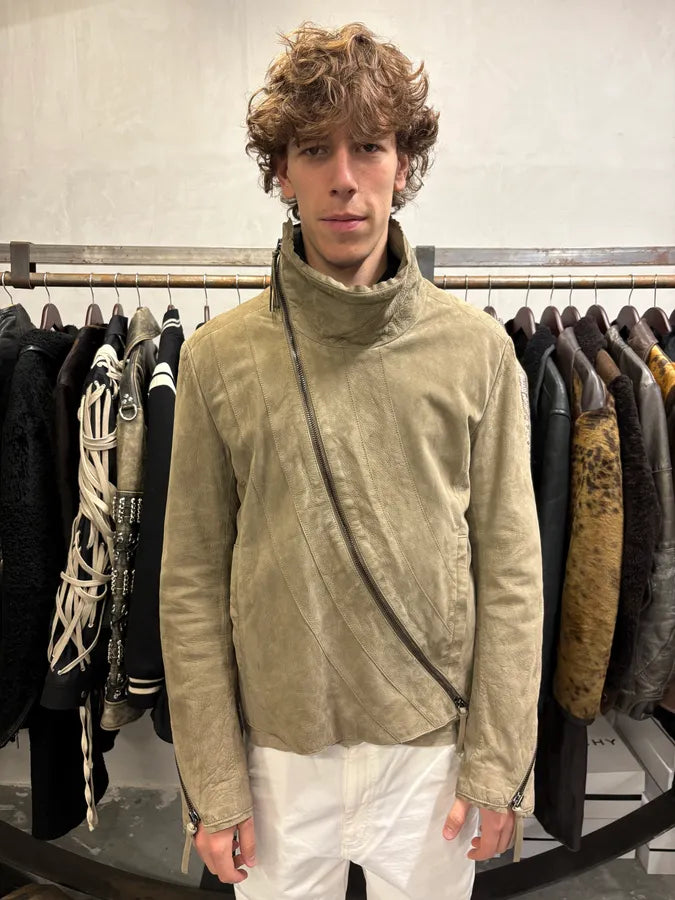 AW2011 Emporio Armani Samurai Asymmetrical Zip Brut Beige Jacket