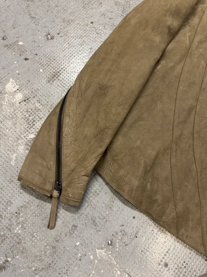 AW2011 Emporio Armani Samurai Asymmetrical Zip Brut Beige Jacket (L/XL) YslEZwL 4