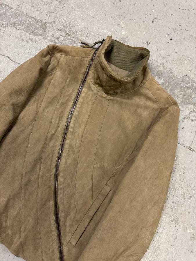AW2011 Emporio Armani Samurai Asymmetrical Zip Brut Beige Jacket (L/XL) YslEZwL 5