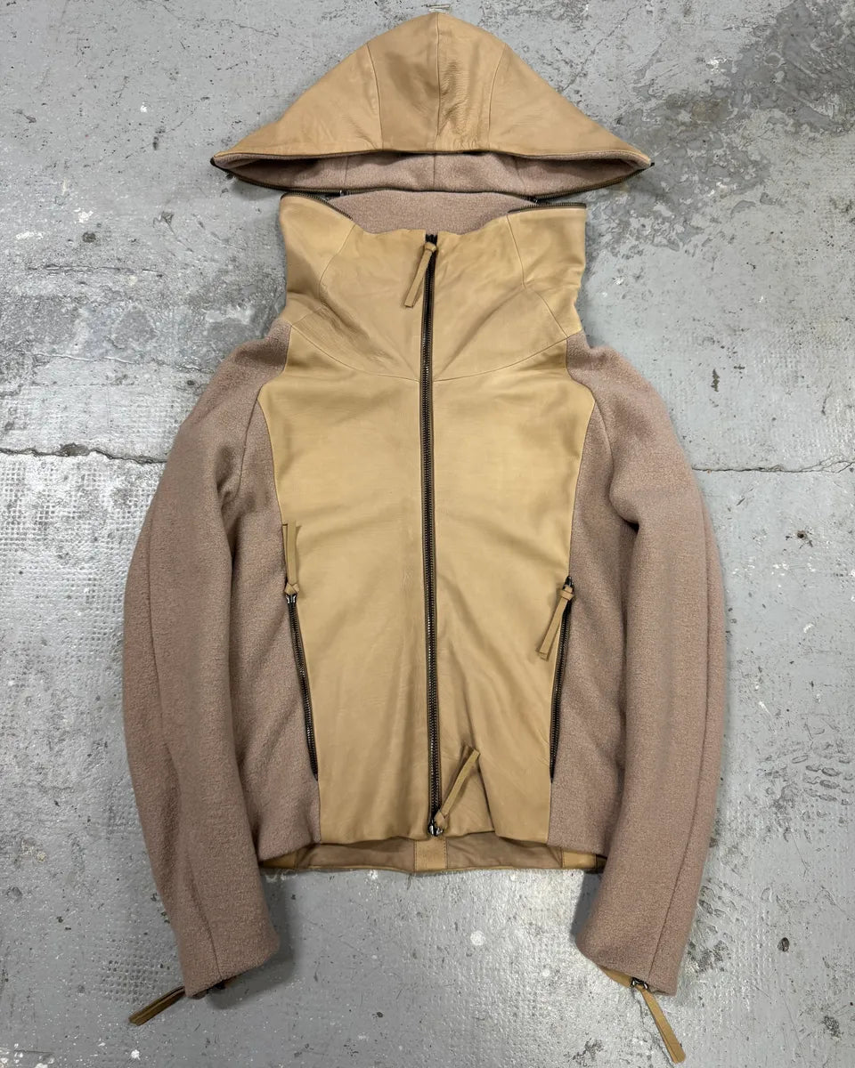 AW2011 Emporio Armani Split Zip Hood Leather Jacket fWwnfql 0