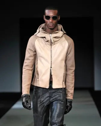 AW2011 Emporio Armani Split Zip Hood Leather Jacket fWwnfql 1