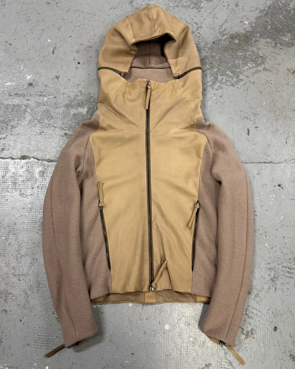 AW2011 Emporio Armani Split Zip Hood Leather Jacket fWwnfql 2