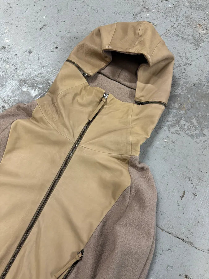 AW2011 Emporio Armani Split Zip Hood Leather Jacket fWwnfql 3