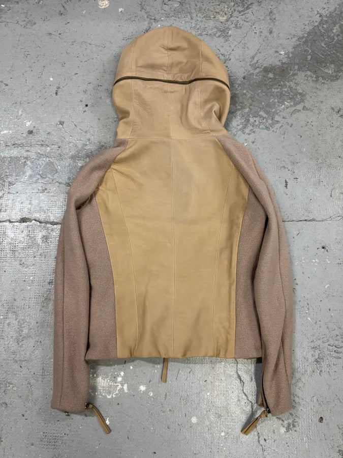 AW2011 Emporio Armani Split Zip Hood Leather Jacket fWwnfql 5