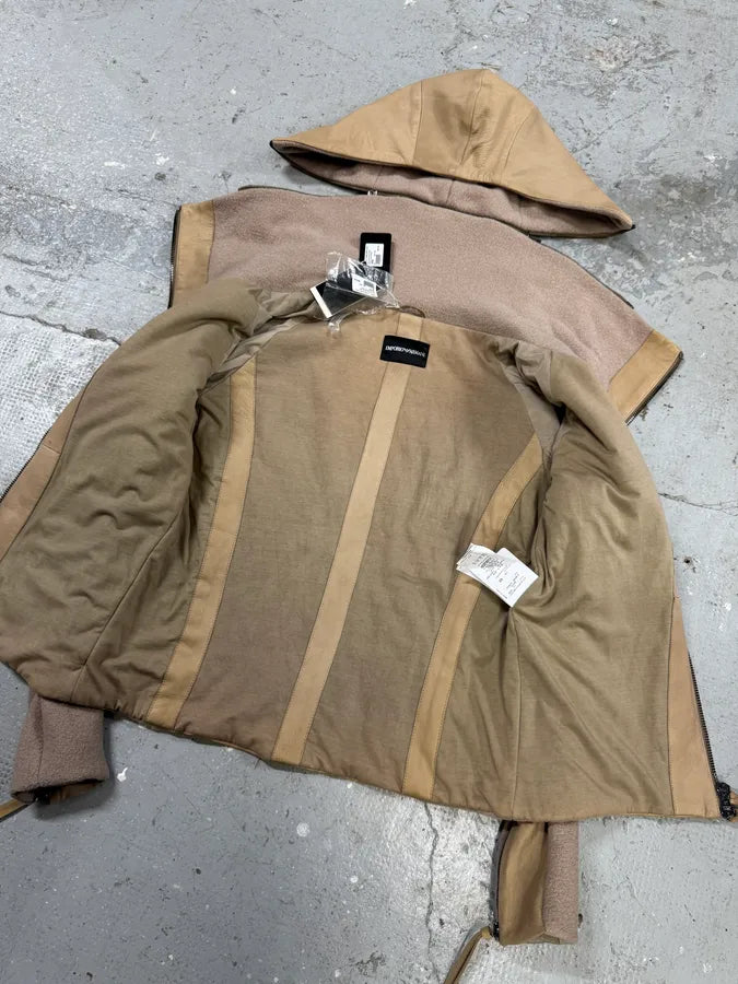 AW2011 Emporio Armani Split Zip Hood Leather Jacket fWwnfql 7