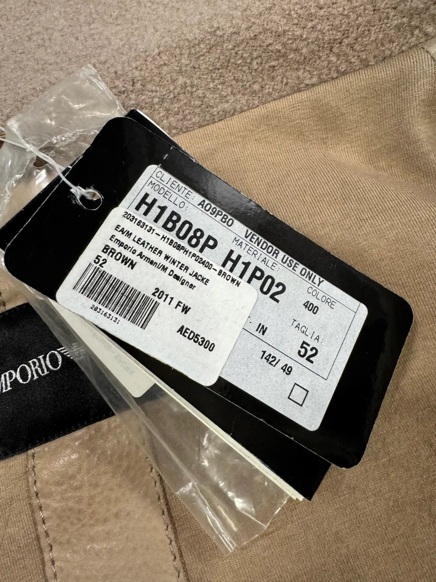 AW2011 Emporio Armani Split Zip Hood Leather Jacket fWwnfql 8