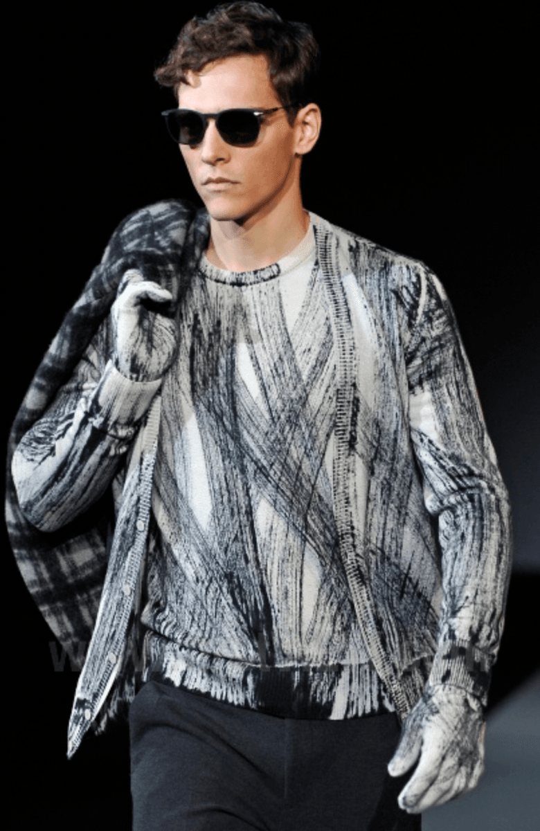 AW2011 Emporio Armani White & Grey Abstract Pattern Sweater rAFvuqV 1