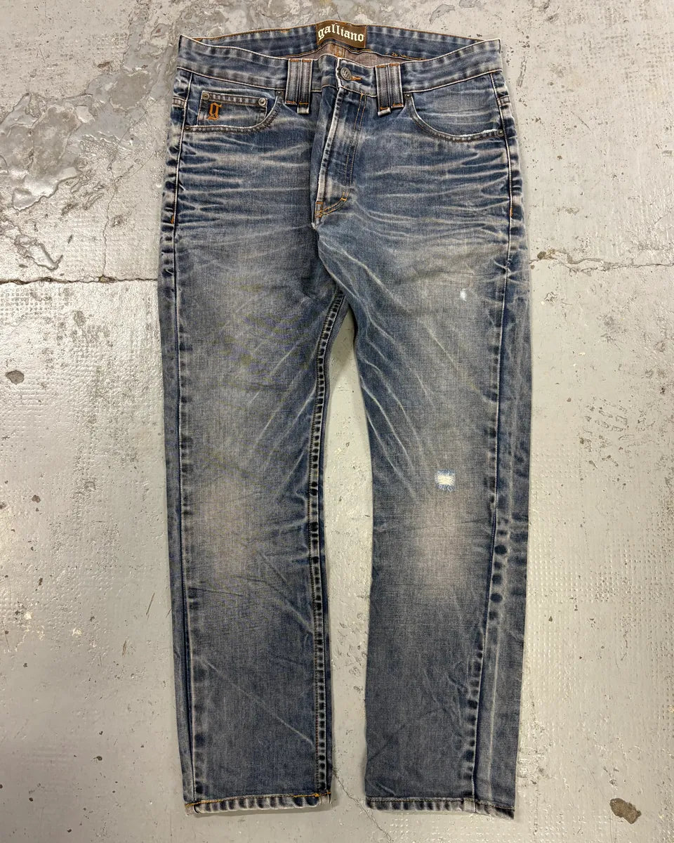 AW2011 Galliano Blue Denim Distressed Jeans ywxwmzf 0