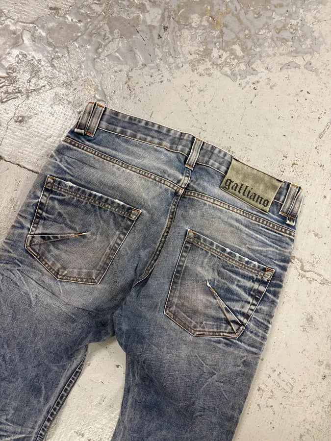 AW2011 Galliano Blue Denim Distressed Jeans ywxwmzf 7