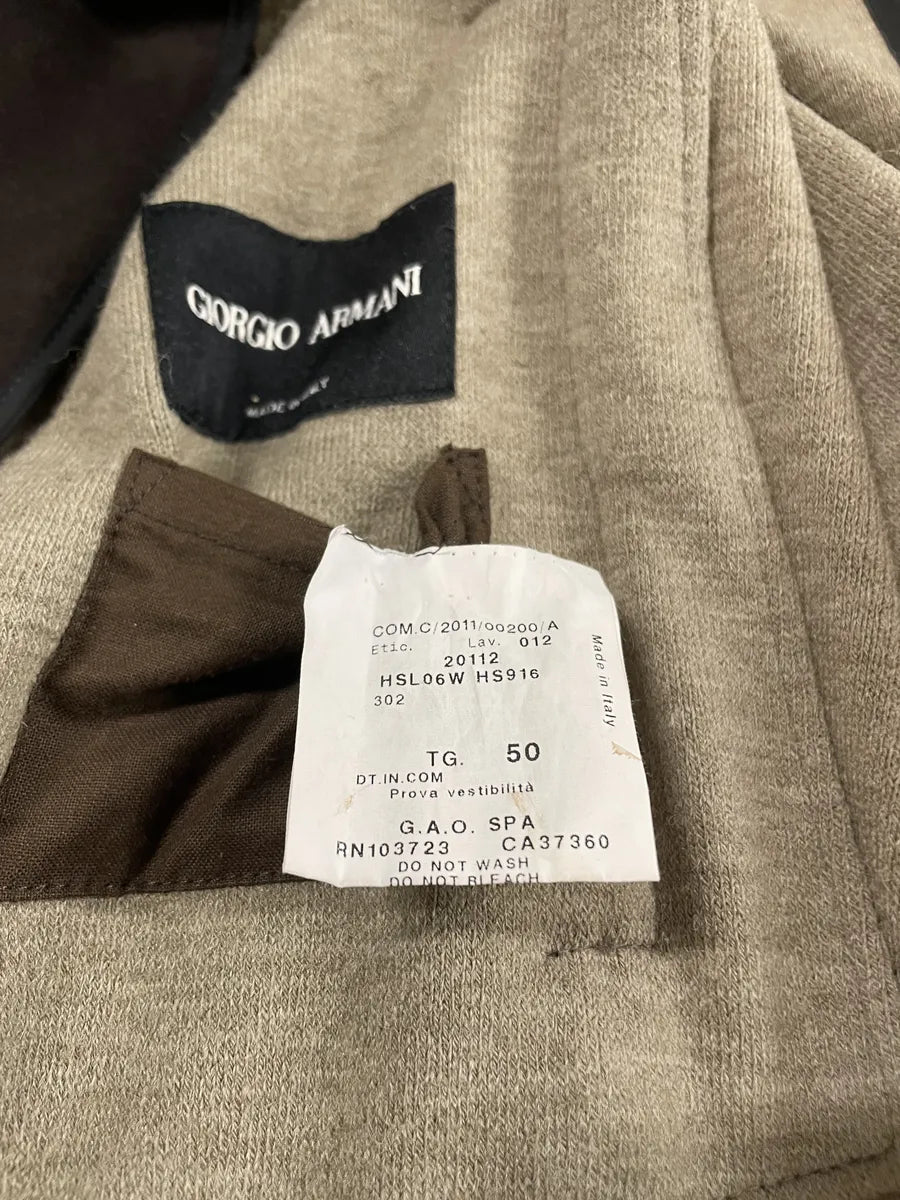 AW2011 Giorgio Armani Asymmetrical Zip Brown Hooded Suede Leather Coat BxrIbfA 12