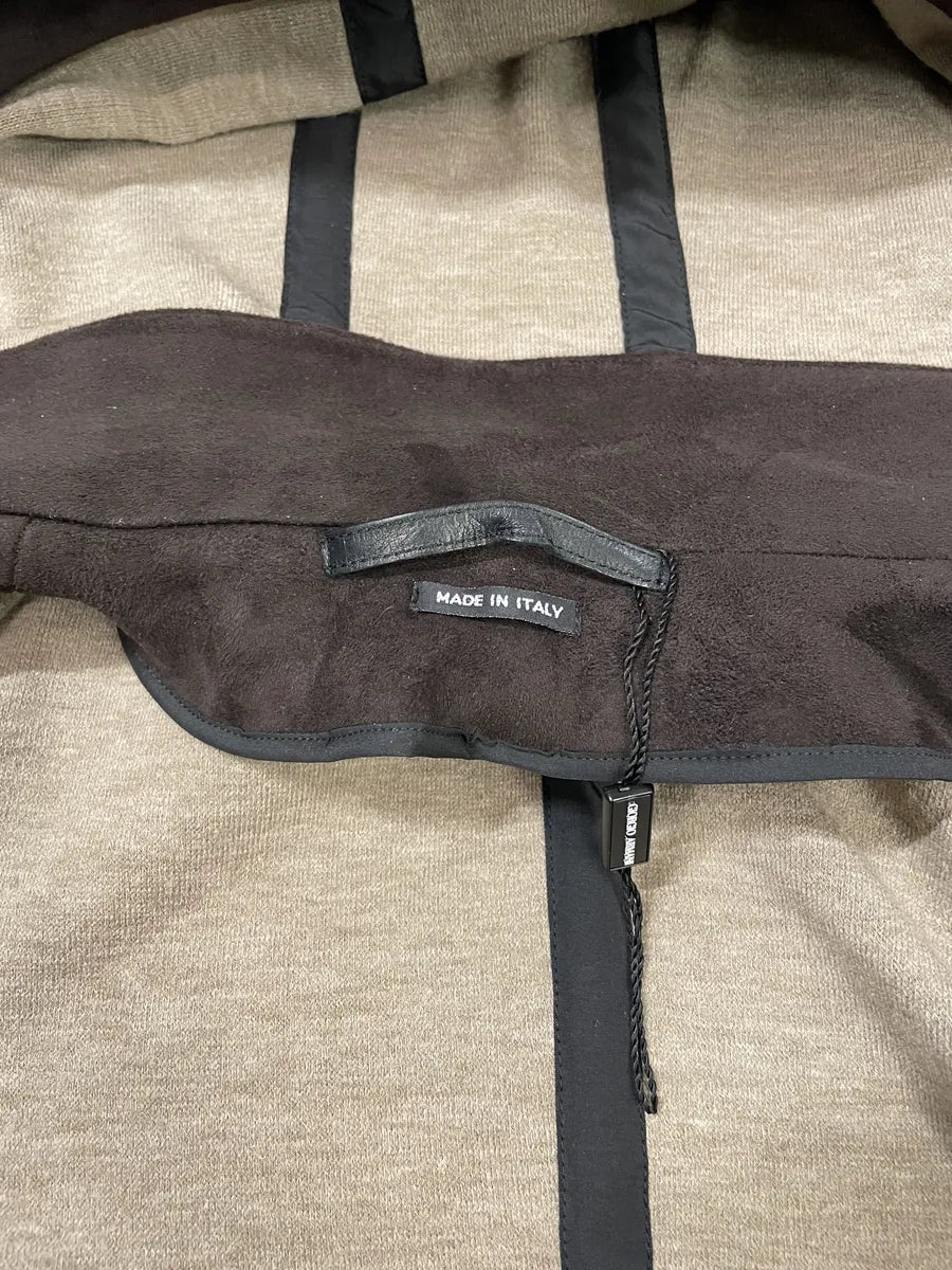 AW2011 Giorgio Armani Asymmetrical Zip Brown Hooded Suede Leather Coat BxrIbfA 6