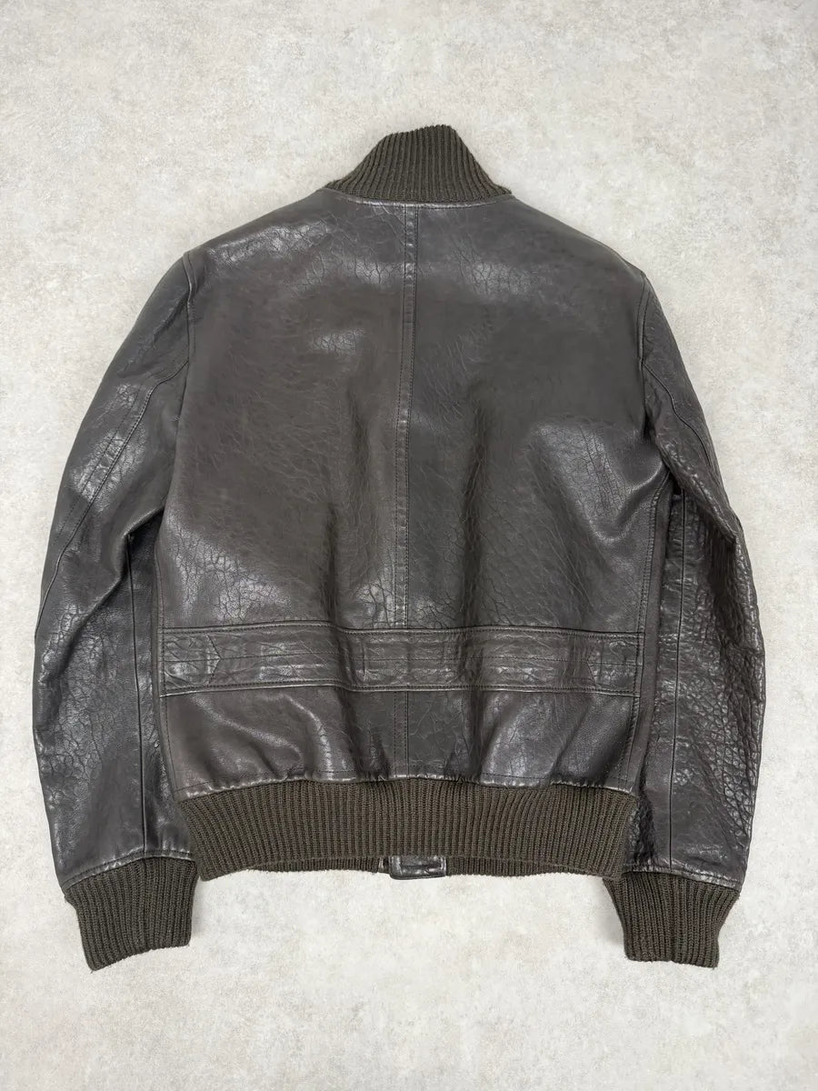 AW2011 Gucci Brown Buttoned Grained Leather Jacket OLrYhKp 1