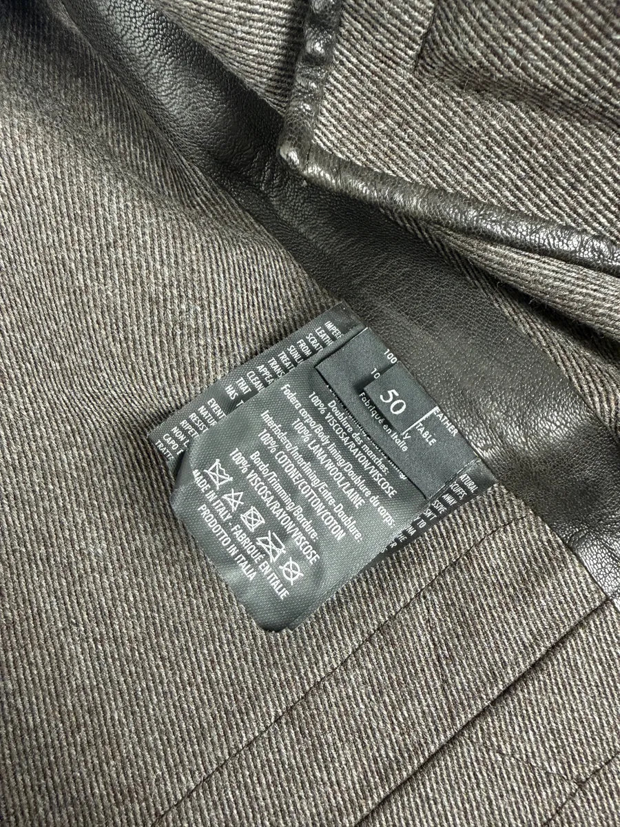 AW2011 Gucci Brown Buttoned Grained Leather Jacket OLrYhKp 11