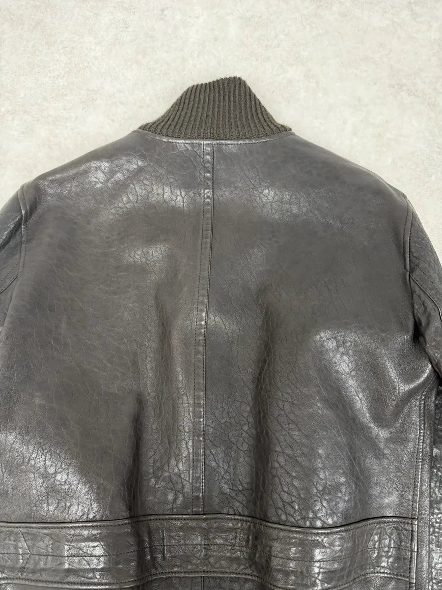 AW2011 Gucci Brown Buttoned Grained Leather Jacket OLrYhKp 7