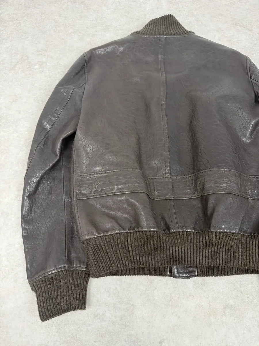 AW2011 Gucci Brown Buttoned Grained Leather Jacket OLrYhKp 8