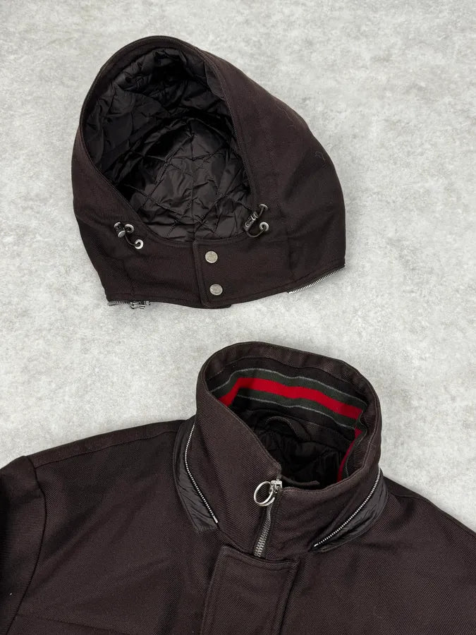 AW2011 Gucci Brown Hooded Wool Jacket afLAbzz 5