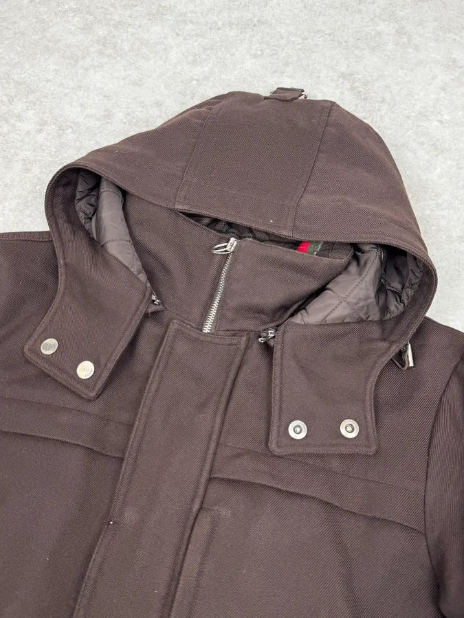AW2011 Gucci Brown Hooded Wool Jacket afLAbzz 4
