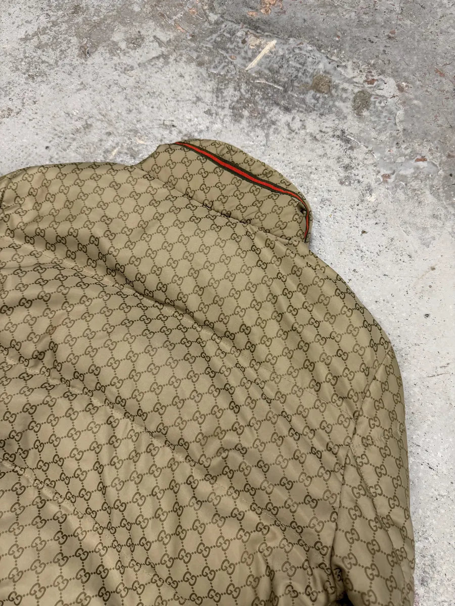 AW2011 Gucci Monogram Beige Propaganda Puffer Bomber Jacket KWWaFUd 10