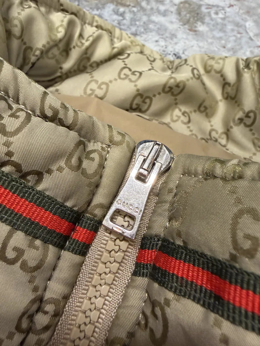 AW2011 Gucci Monogram Beige Propaganda Puffer Bomber Jacket KWWaFUd 12