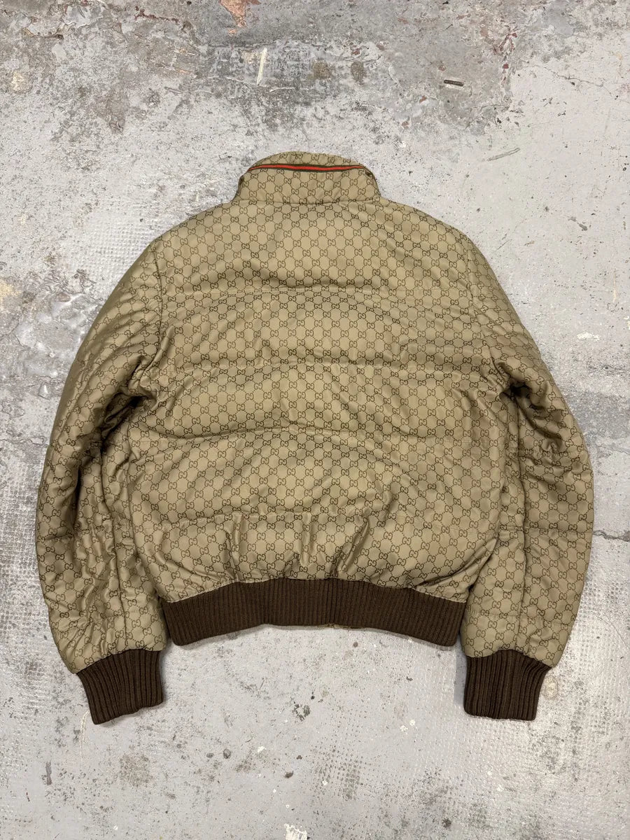AW2011 Gucci Monogram Beige Propaganda Puffer Bomber Jacket KWWaFUd 4