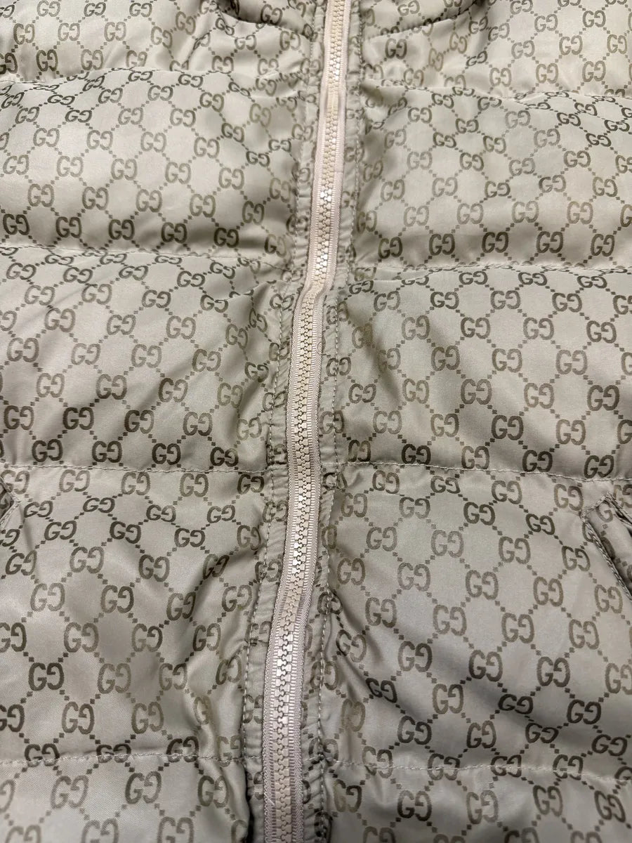 AW2011 Gucci Monogram Beige Propaganda Puffer Bomber Jacket KWWaFUd 6