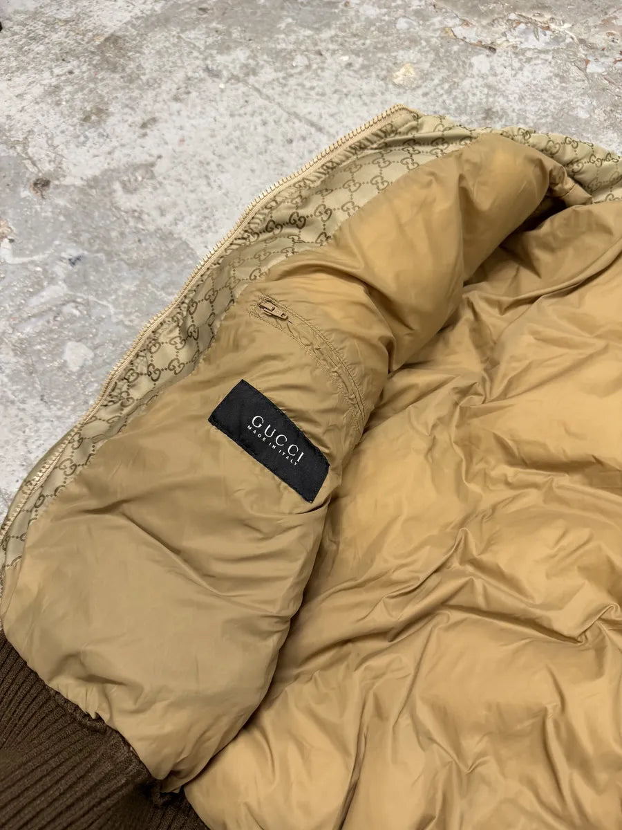 AW2011 Gucci Monogram Beige Propaganda Puffer Bomber Jacket KWWaFUd 9